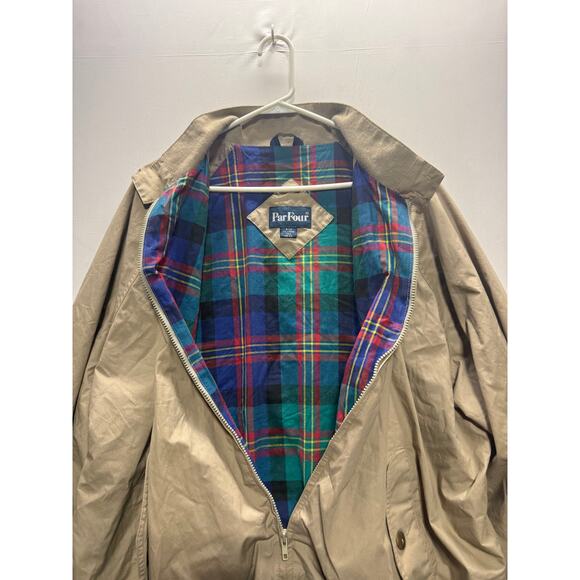 Vintage 1980s Par Four Sportswear Jacket Size XXL Tall (48-50) Beige Plaid Lined - Picture 4 of 10